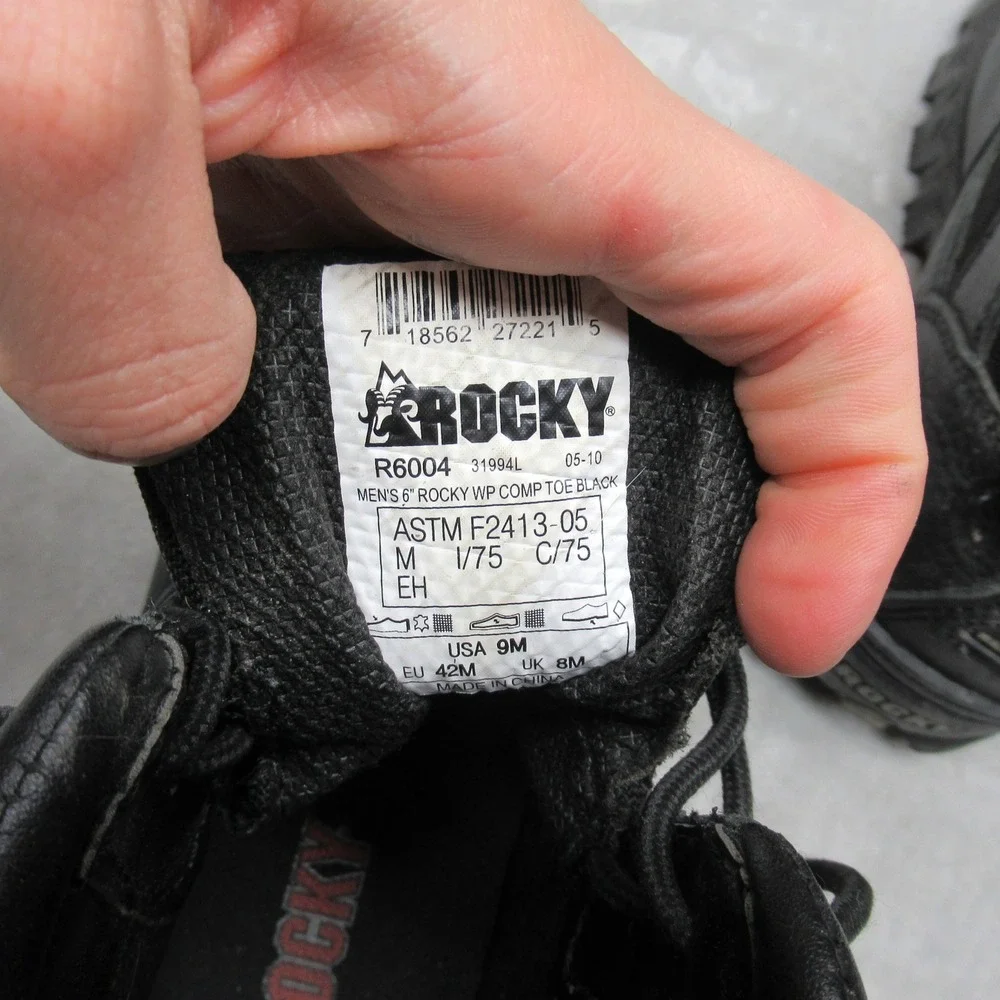 Rocky Mens 9M Boots‎ Black Leather Waterproof R6004 6